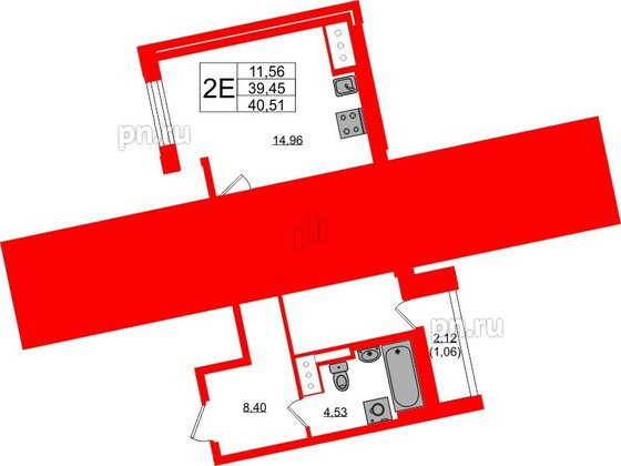 Квартира в ЖК Цивилизация на Неве, 1 комнатная, 40.51 м², 11 этаж