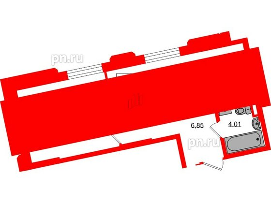 Квартира в ЖК Цивилизация на Неве, 1 комнатная, 38.73 м², 3 этаж