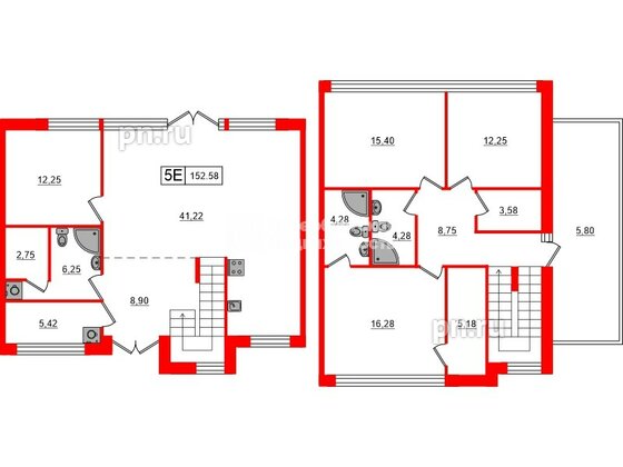 Квартира в ЖК «Моменты Репино», 4 комнатная, 152.58 м², 1 этаж