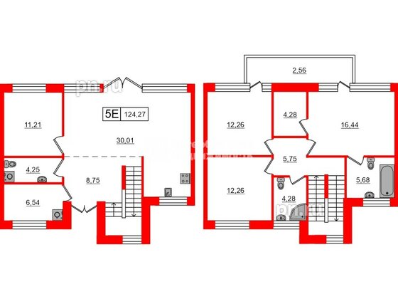 Квартира в ЖК «Моменты Репино», 4 комнатная, 124.27 м², 1 этаж