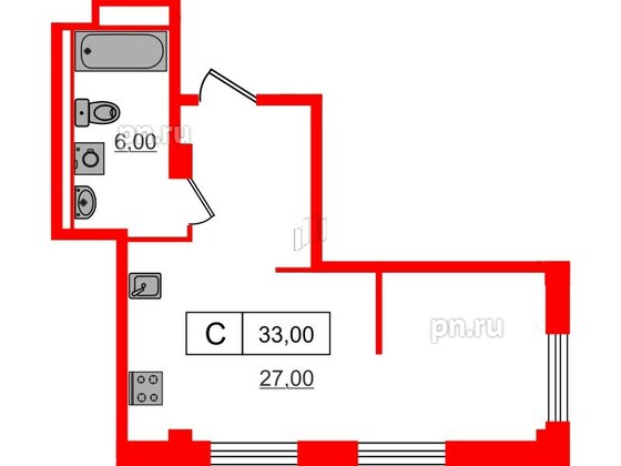 Апартаменты в ЖК Апартаменты «Глер», студия, 33 м², 4 этаж