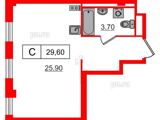 Апартаменты в ЖК Апартаменты «Глер», студия, 29.6 м², 7 этаж