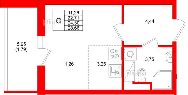 Квартира в ЖК «Аквилон Верба», студия, 24.5 м², 12 этаж