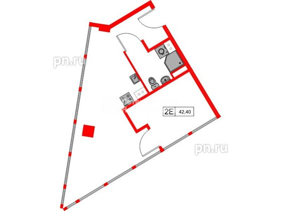 Апартаменты в ЖК Апарт-отель «МОСКО», 1 комнатные, 42.4 м², 5 этаж