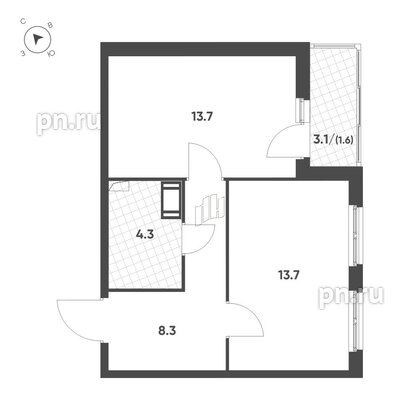 Квартира в ЖК Клюква.Парк, 1 комнатная, 41.6 м², 3 этаж