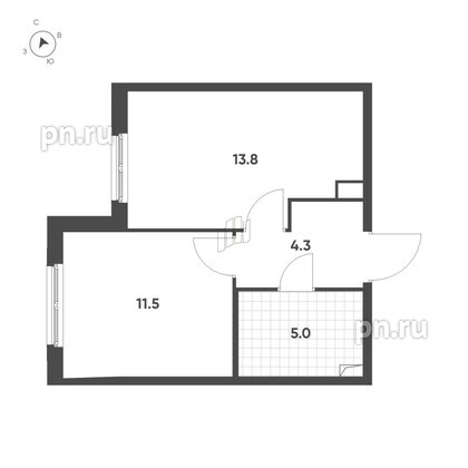 Квартира в ЖК Клюква.Парк, 1 комнатная, 34.6 м², 2 этаж