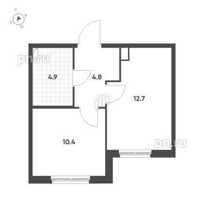 Квартира в ЖК Клюква.Парк, 1 комнатная, 32.8 м², 2 этаж