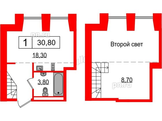 Апартаменты в ЖК Serebro Avenue Apart, студия, 30.8 м², 9 этаж