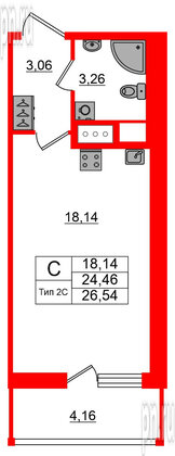 Квартира в ЖК Setl Ривьера, студия, 24.46 м², 17 этаж