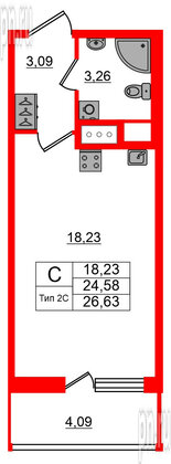 Квартира в ЖК Setl Ривьера, студия, 24.58 м², 17 этаж