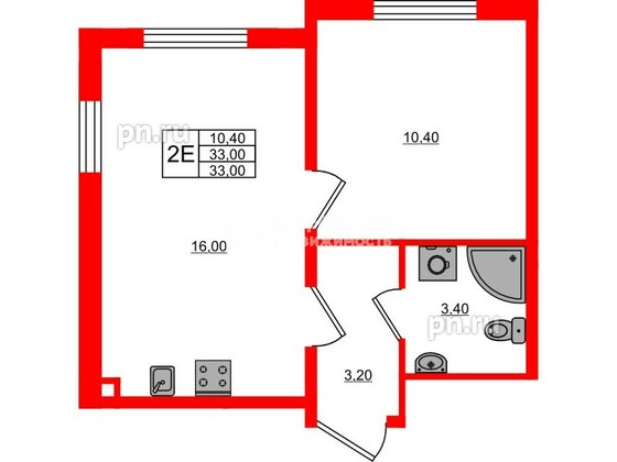 Квартира в ЖК Дыбенко Парк, 1 комнатная, 33 м², 6 этаж