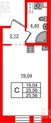 Квартира в ЖК Знатный, студия, 25.56 м², 6 этаж