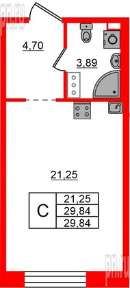 Квартира в ЖК Знатный, студия, 29.84 м², 6 этаж