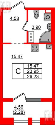 Квартира в ЖК Знатный, студия, 26.23 м², 7 этаж