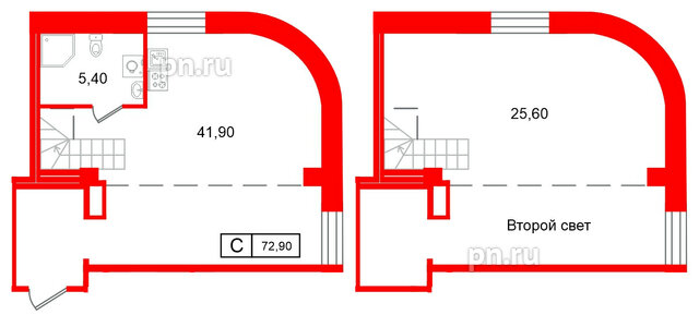 Апартаменты в ЖК Апарт-отель ФОМИН, студия, 72.9 м², 2 этаж