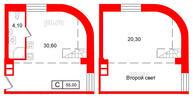Апартаменты в ЖК Апарт-отель ФОМИН, студия, 55 м², 5 этаж