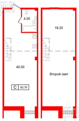 Апартаменты в ЖК Апарт-отель ФОМИН, студия, 62.7 м², 6 этаж