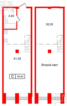 Апартаменты в ЖК Апарт-отель ФОМИН, студия, 64 м², 6 этаж