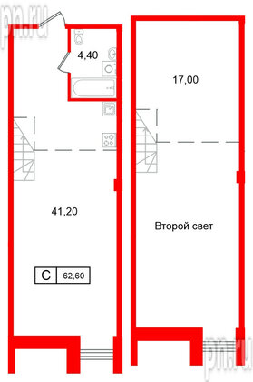 Апартаменты в ЖК Апарт-отель ФОМИН, студия, 62.6 м², 3 этаж