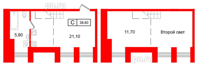 Апартаменты в ЖК Апарт-отель ФОМИН, студия, 38.6 м², 2 этаж