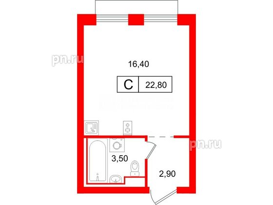 Квартира в ЖК Витебский парк, студия, 23.3 м², 2 этаж