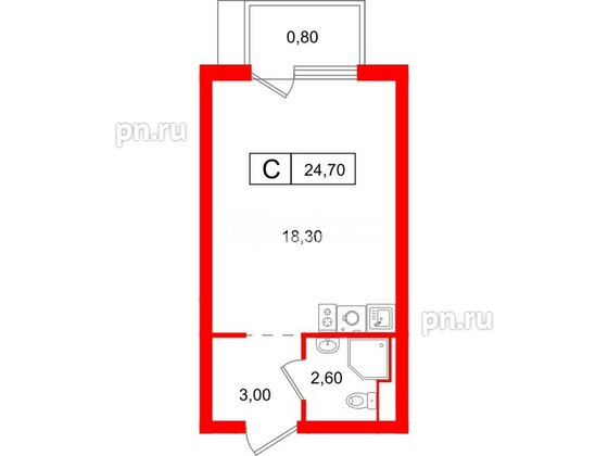 Квартира в ЖК Витебский парк, студия, 24.7 м², 10 этаж