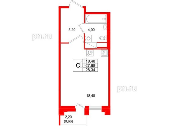 Квартира в ЖК Ассамблея, студия, 28.34 м², 8 этаж