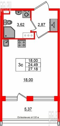 Квартира в ЖК «Сэтл ЛОФТ», студия, 24.49 м², 10 этаж