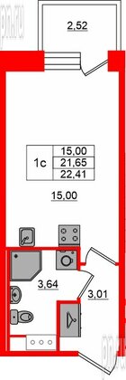 Квартира в ЖК «Сэтл ЛОФТ», студия, 21.65 м², 11 этаж