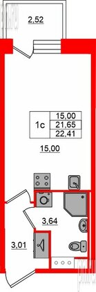 Квартира в ЖК «Сэтл ЛОФТ», студия, 21.65 м², 11 этаж