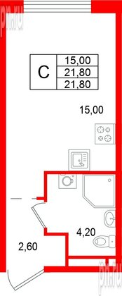 Квартира в ЖК «Пулково Лейк», студия, 21.8 м², 4 этаж