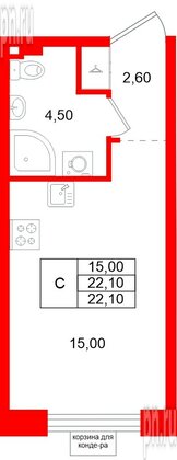 Квартира в ЖК «Пулково Лейк», студия, 22.1 м², 2 этаж
