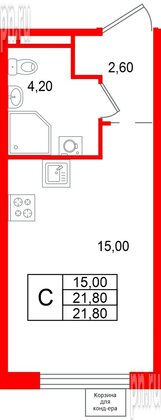 Квартира в ЖК «Пулково Лейк», студия, 21.8 м², 2 этаж