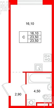 Квартира в ЖК «Пулково Лейк», студия, 23.5 м², 3 этаж