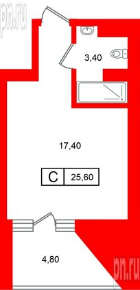 Апартаменты в ЖК «Место-Смолячково», студия, 25.6 м², 1 этаж