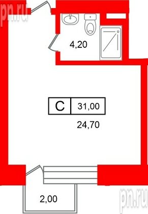 Апартаменты в ЖК «Место-Смолячково», студия, 31 м², 1 этаж
