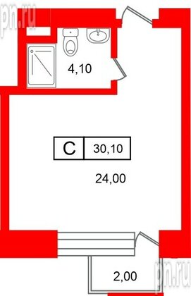 Апартаменты в ЖК «Место-Смолячково», студия, 30.1 м², 2 этаж