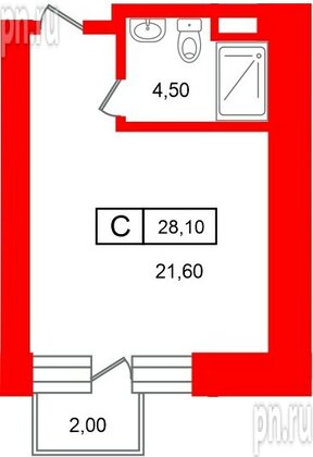 Апартаменты в ЖК «Место-Смолячково», студия, 28.1 м², 1 этаж