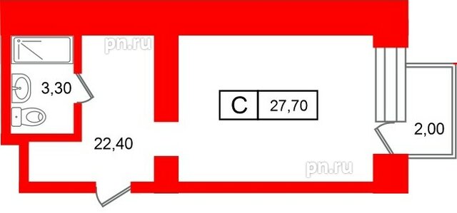 Апартаменты в ЖК «Место-Смолячково», студия, 27.7 м², 2 этаж