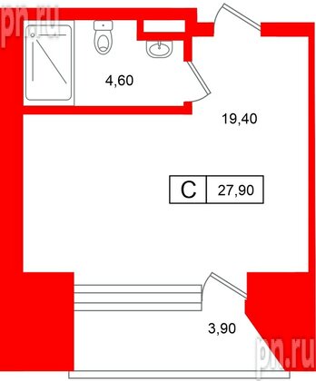 Апартаменты в ЖК «Место-Смолячково», студия, 27.9 м², 1 этаж