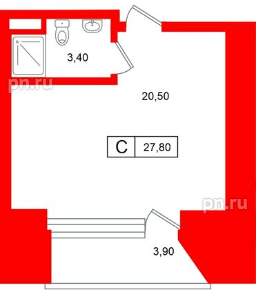 Апартаменты в ЖК «Место-Смолячково», студия, 27.8 м², 1 этаж