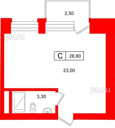 Апартаменты в ЖК «Место-Смолячково», студия, 28.8 м², 1 этаж