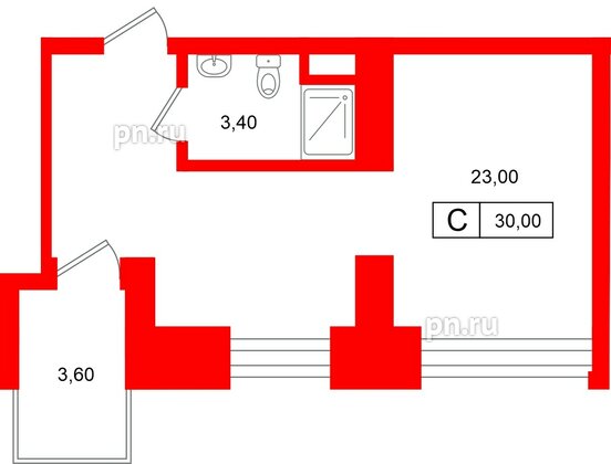 Апартаменты в ЖК «Место-Смолячково», студия, 30 м², 1 этаж