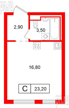 Квартира в ЖК Витебский парк, студия, 23.2 м², 11 этаж