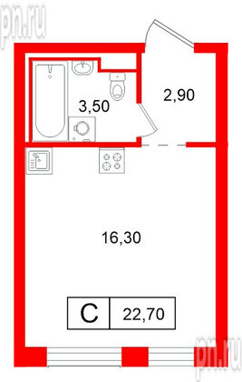 Квартира в ЖК Витебский парк, студия, 22.7 м², 2 этаж