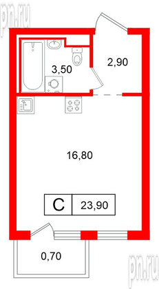 Квартира в ЖК Витебский парк, студия, 23.9 м², 4 этаж