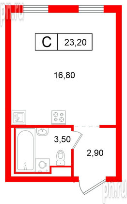 Квартира в ЖК Витебский парк, студия, 23.2 м², 3 этаж
