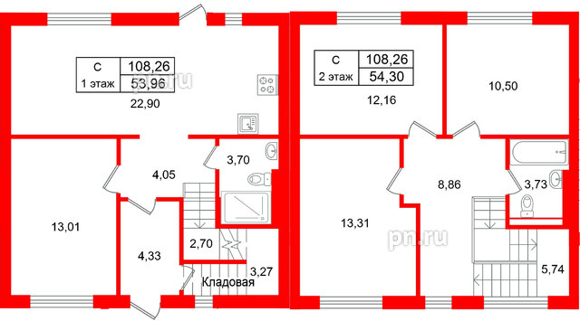 Квартира в ЖК СветЛО, 4 комнатная, 108.26 м², 1 этаж