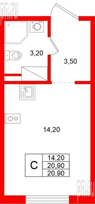Квартира в ЖК «Ручьи–2», студия, 20.9 м², 12 этаж