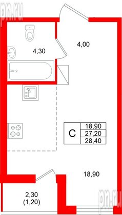 Квартира в ЖК Клюква.Парк, студия, 28.4 м², 10 этаж